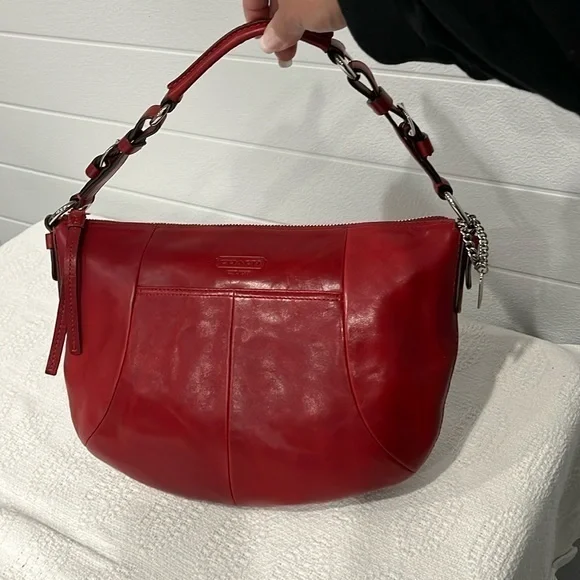 Coach | Bags | Coach Shoulder Bag Vintage Red Leather Chrome